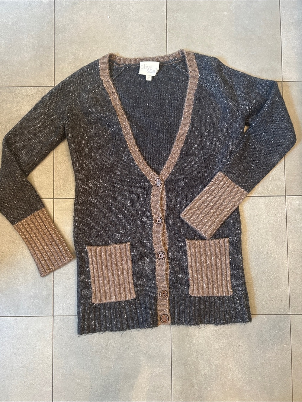 Olive & Oak V- Neck Button Down Sweater